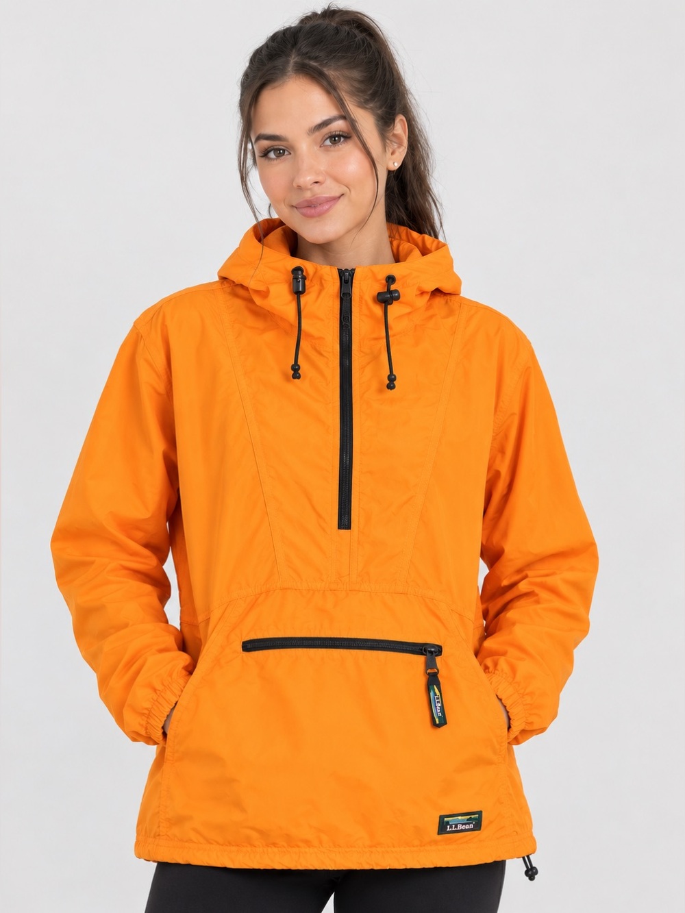 L.L. Bean Vintage Orange Anorak Windbreaker Jacket Women's Size M